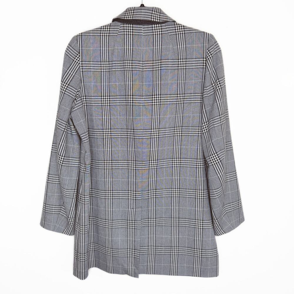 Madewell Caldwell Double Breasted Black White Glen Plaid Long Blazer Jacket Sm - Picture 7 of 13